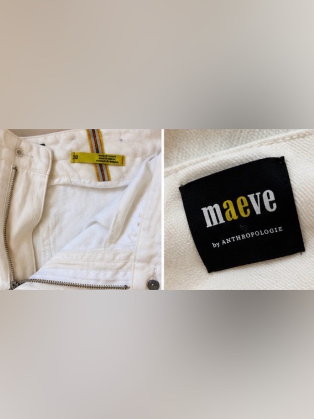 Maeve by Anthropologie Ivory Wide Leg Cropped Pants Size 30 High Rise - Picture 5 of 7